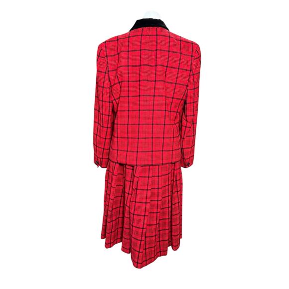 Vintage Pendleton Blazer Skirt Suit Set Women's 12 Red Plaid Tartan Wool USA 70s - Picture 10 of 16